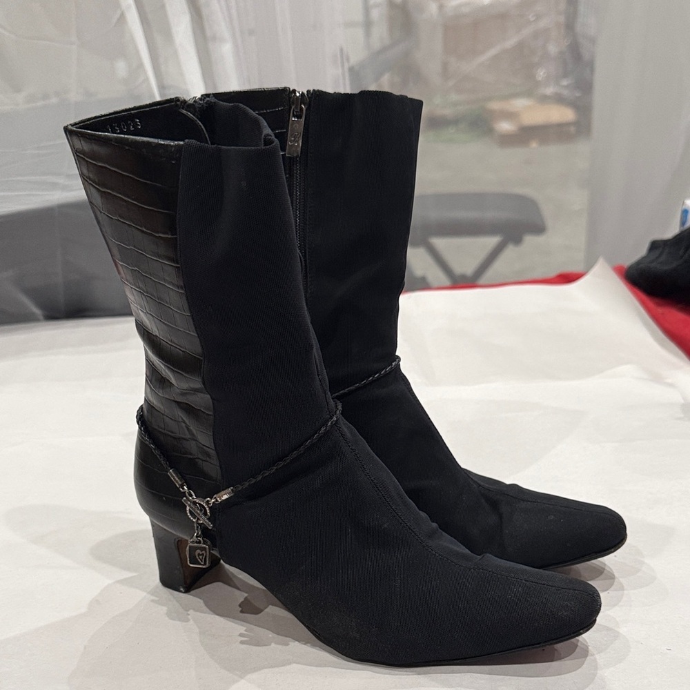 Brighton Black Heeled Boots with Charm
